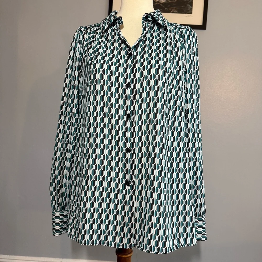 Dunnes Geometric Patterned Blouse - Picture 1 of 6